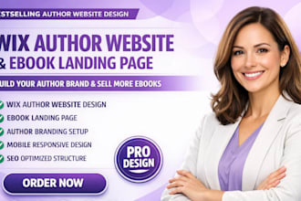 design wix author website, ebook landing page, author branding, ebook website