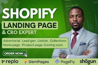 design high converting shopify landing page, advertorial with gempages pagefly