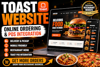 design a toast restaurant website with online ordering and delivery