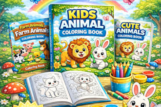 design kids animal coloring book for amazon KDP