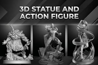 3d stylized character action figure diorama statue stl for 3d printing