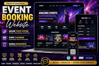 create a professional event booking and ticket website design