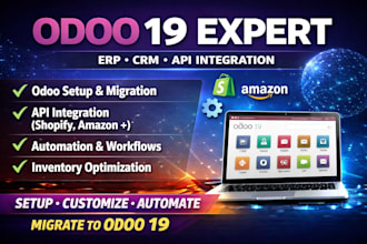 develop customize  automate odoo 19 erp CRM system and api integration