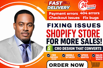 fix shopify store bugs, checkout issues, 404 errors and payment errors fast