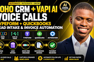 zoho CRM vapi ai voice calls typeform quickbooks lead intake invoice automation