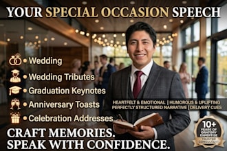 write a moving and expertly crafted speech for you special occasion