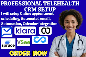 setup telehealth crm gala klara weave carepatron connecteam simplepractice