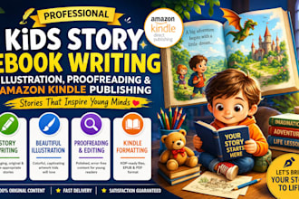 do kids children story ebook writing illustration proofreading amazon kindle