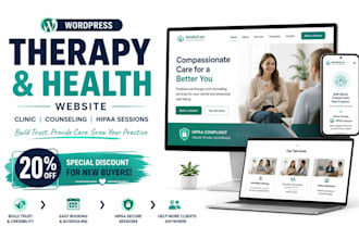 build wordpress therapy health website clinic counseling website hipaa sessions