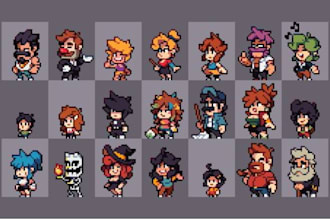 create pixel art character pixel sprite sheet pixel topdown animation game art