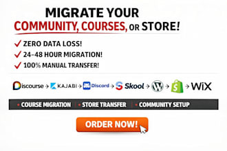 move facebook discord migrate kajabi discourse to skool to wix shopify wordpress