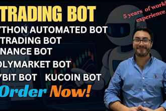 build python automated trading bot, binance bot, polymarket bot, bybit kucoin