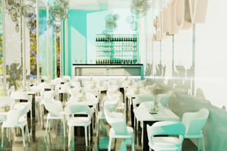 do photorealistic 3d restaurant interior design