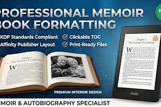 professionally format memoir autobiography and biography for KDP and ingram