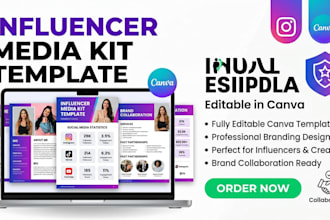 design an influencer media kit template canva branding kit social media template