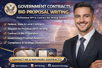 write government contract bid proposal, rfp response, rfq pricing, grant writing