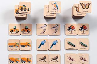draw children illustration for flash cards, kids learning and educational games