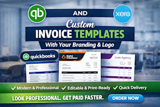design quickbooks and xero invoice template with custom branding