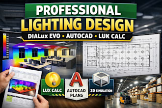 do dialux evo lighting design, autocad plan and lux calculation