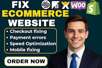 fix ecommerce checkout, payment errors, slow speed, website 404 issues fast