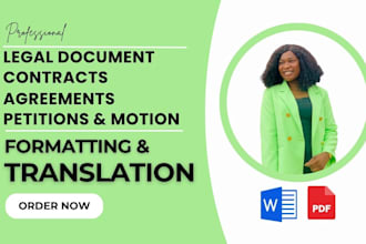 translate, format legal document, contract agreement to english, german, spanish