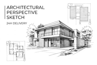 create architectural perspective sketch for presentation