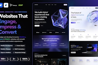 be expert webflow designer developer, webflow website interactive webgl website