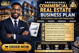 design a commercial real estate business plan with cash flow