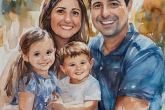 make watercolor family portrait