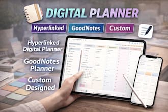 design a hyperlinked digital planner for good notes and tablet