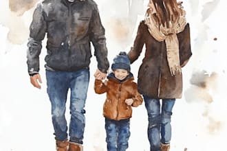 create a watercolor family portrait