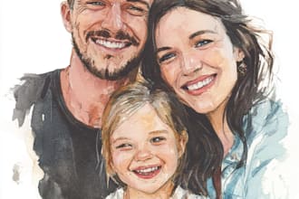 custom watercolor family portrait