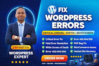 fix wordpress critical error, wp php error, white screen fix, error 403 404 500