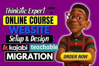 setup and design your thinkific online course website