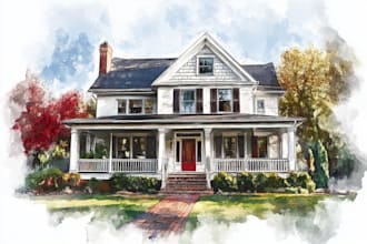 watercolor a house portrait