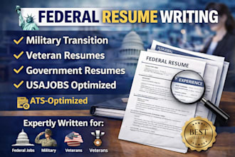 deliver a federal resume for usajobs in 24 hours