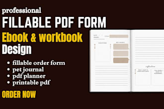 design interactive fillable pdf workbook digital journal hyperlinked planner kdp
