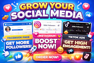 grow and promote facebook, instagram tiktok page organic followers promotion ads