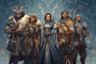 design a dnd party art and group art