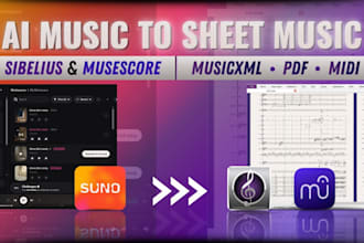 transcribe suno ai music to sheet music transcription using sibelius musescore