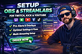 design custom tiktok, streamyard, streamlabs, obs overlays for your channel