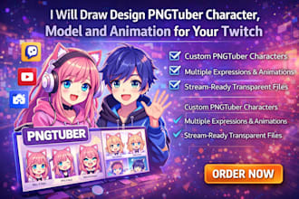 draw design pngtuber character pngtuber model pngtuber animation for your twitch