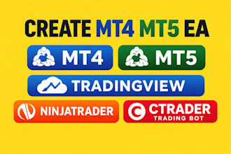 create mt4 mt5 expert advisor, tradingview, ninjatrader, ctrader trading bot