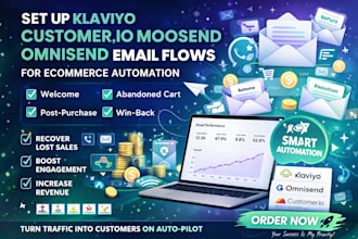 set up klaviyo customer io moosend omnisend email flows for ecommerce automation