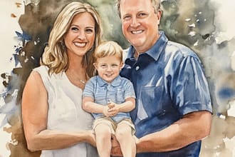 custom watercolor family portrait from photo