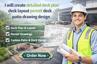 create detailed deck plan deck layout permit deck patio drawing design