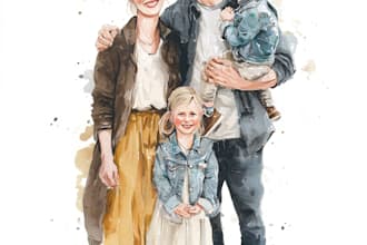 make watercolor family portrait