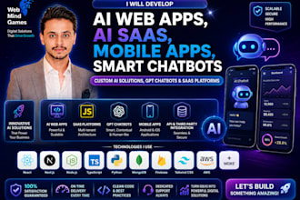 develop ai web apps, ai saas, mobile apps, smart chatbot