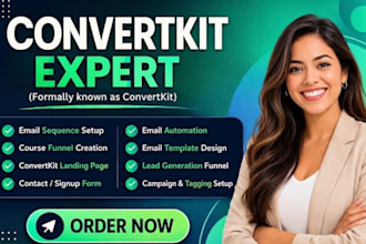 setup convertkit email sequence, course funnel, and convertkit landing page