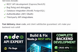 build or fix your node js rest API or backend